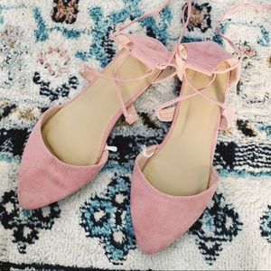 Pink lace up flats